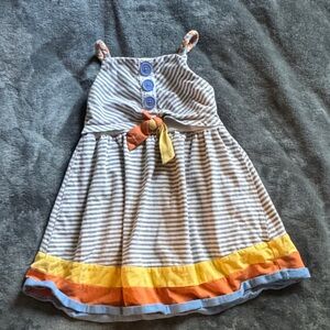 Jona Michelle Striped Dress with Blue and Yellow Accents